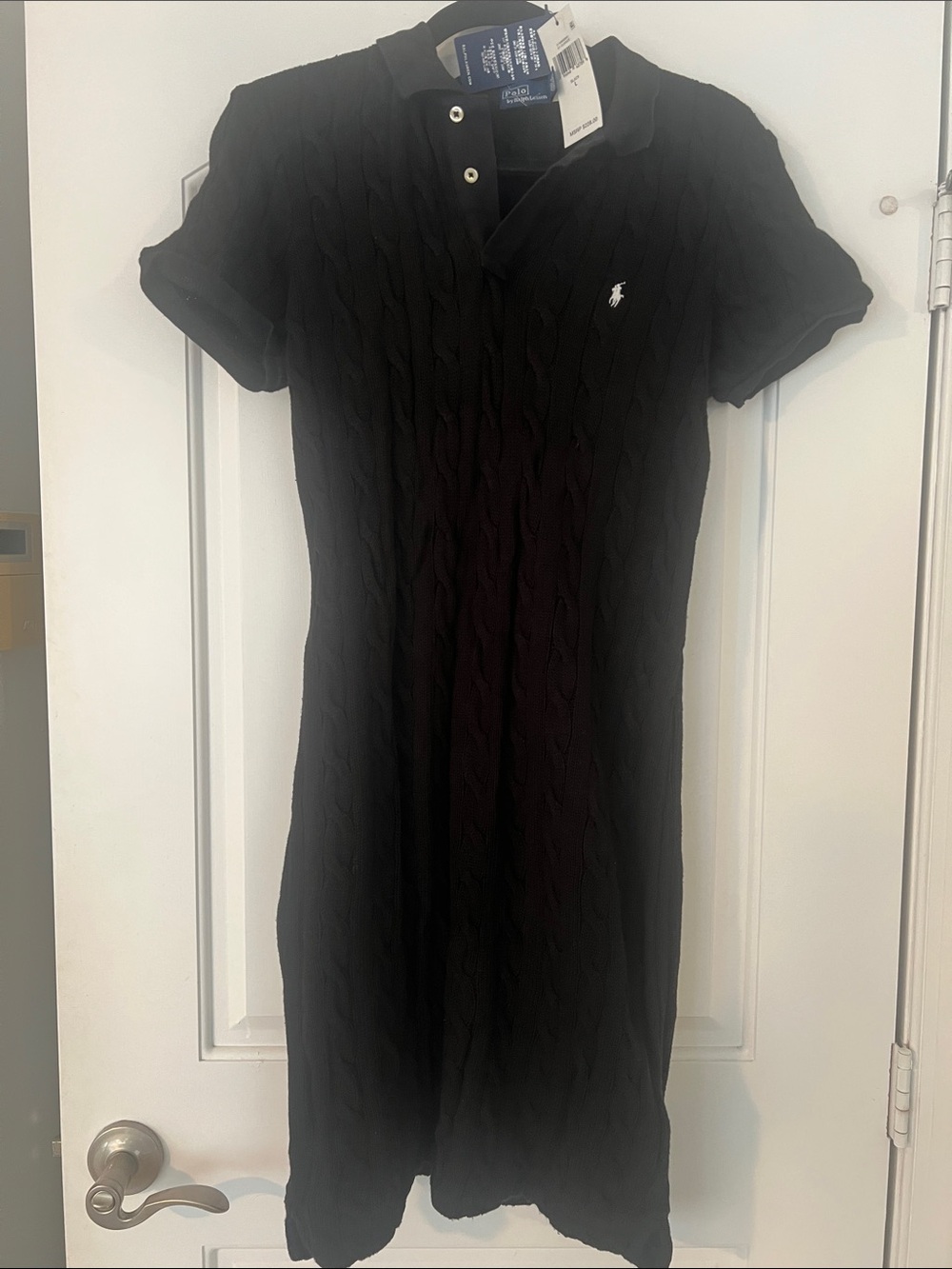 Ralph Lauren Black Cable-Knit Polo Shirt Dress